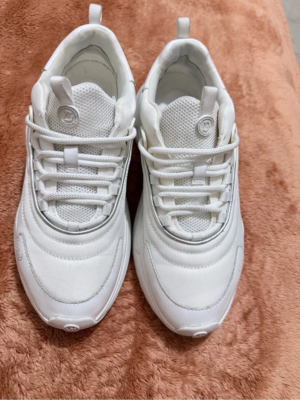 Michael Kors White Sneakers with Silver Accent